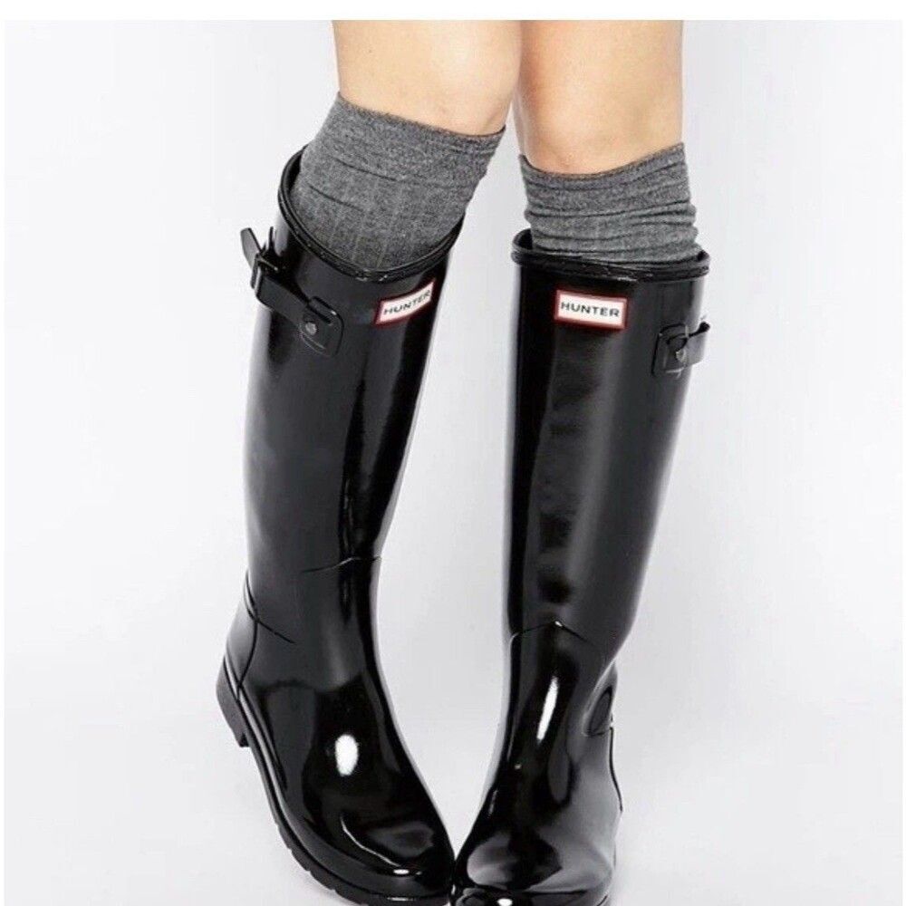 Hunter Original Tall Gloss Adjustable Women's Rain Boots - Black, 8/39